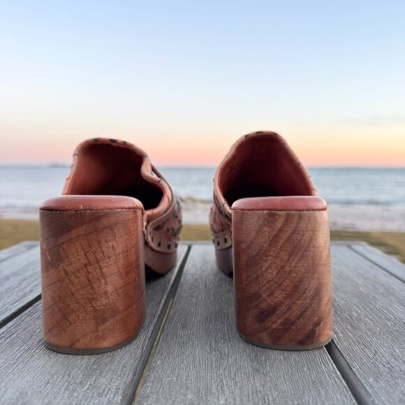 Free People Calabasas Kantha Platform Clogs Embroidered Stud Brown 8 - Picture 7 of 14